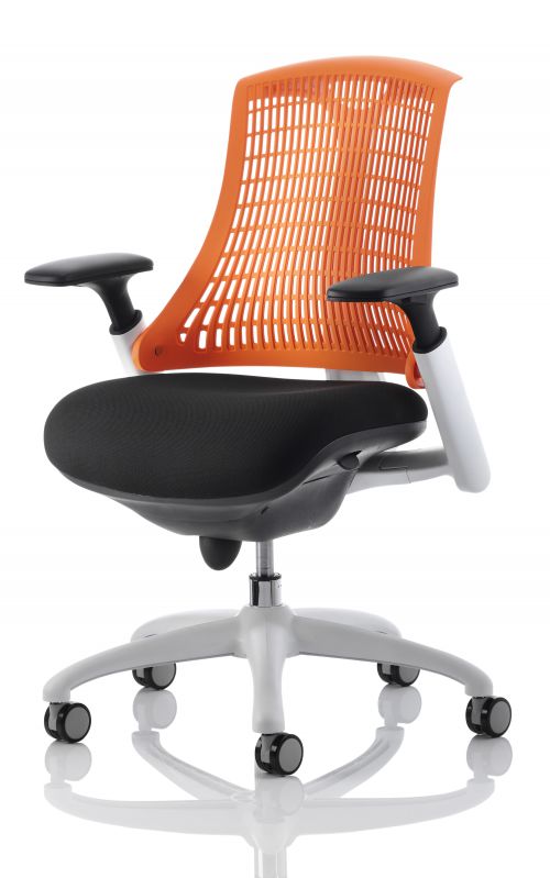 Flex Task Operator Chair White Frame Fabric Seat Orange Back With Arms OP000062