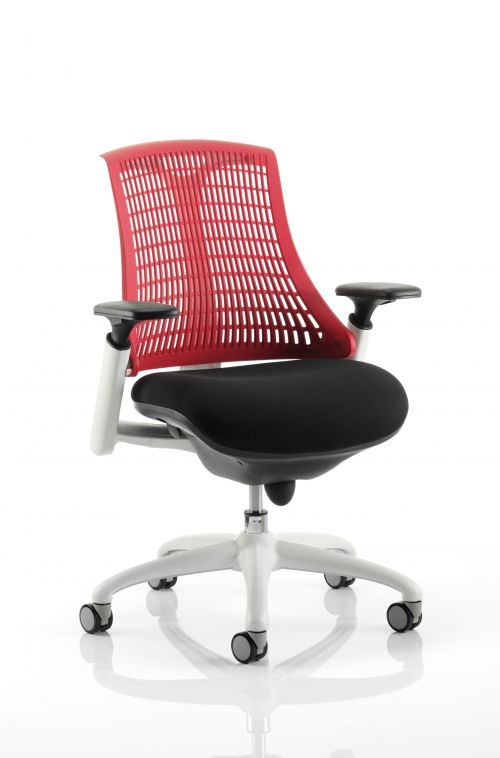 Desk Chairs Flex Task Operator Chair White Frame Fabric Seat Red Back With Arms OP000063