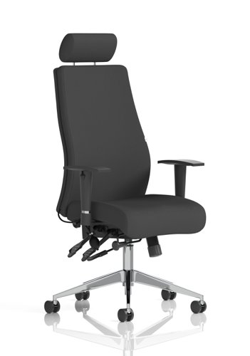 Desk Chairs Onyx Black Fabric With Headrest With Arms OP000094