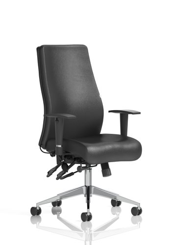 Desk Chairs Onyx Black Soft Bonded Leather Without Headrest With Arms OP000099
