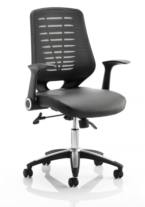Desk Chairs Relay Chair Leather Seat Black Back With Arms OP000117