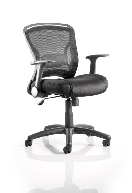 Zeus Chair Black Fabric Black Mesh Back With Arms OP000140