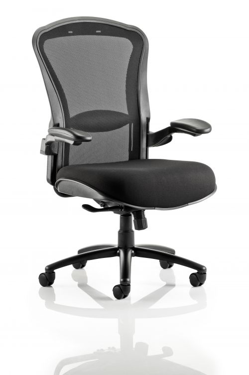 Houston Chair Mesh Back Black Fabric Seat With Arms OP000181