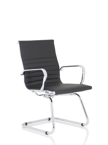 Reception Chairs Nola Black Soft Bonded Leather Cantilever Chair OP000224