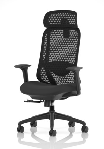 Prism Mesh Back Chair With Height Adjustable Arms with Headrest Black Seat Prism Mesh Back Chair With Height Adjustable Arms with Headrest Black Seat