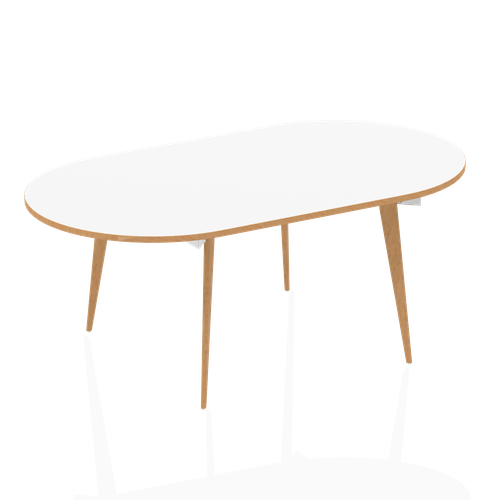 Boardroom / Meeting Oslo 1600mm Oval Boardroom Table White Top Natural Wood Edge White Frame OSL0126