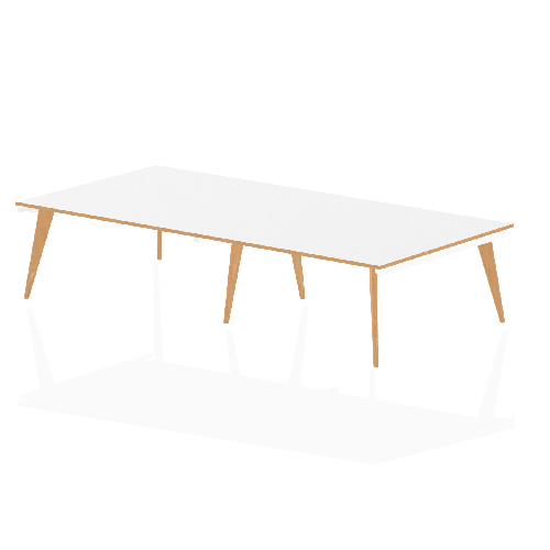 Boardroom / Meeting Oslo 3200mm Rectangular Boardroom Table White Top Natural Wood Edge White Frame OSL0128