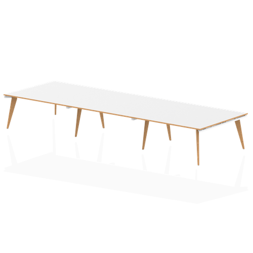 Oslo 4800mm Rectangular Boardroom Table White Top Natural Wood Edge White Frame OSL0129