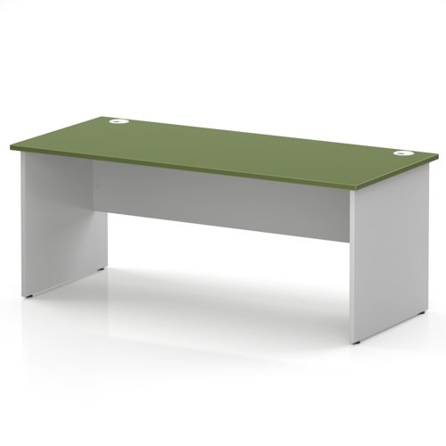 Impulse 1800 x 800mm Straight Office Desk Moss Green Top White Panel End Leg
