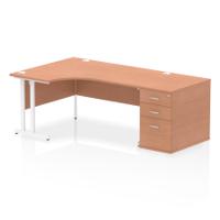 LH DESK & D800 PED CANT LEG BCHWH