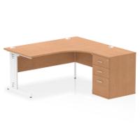 RH DESK & D600 PED CBL MAN LEG OAKWH