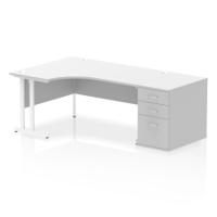 LH DESK & D800 PED CANT LEG WHWH