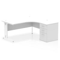 RH DESK & D600 PED CBL MAN LEG WHWH