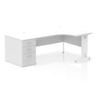 RH DESK & D800 PED CBL MAN LEG WHWH