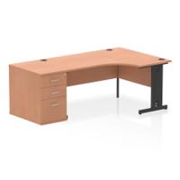 RH DESK & D800 PED CBL MAN LEG BCHBK