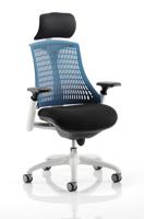 FLEX CHAIR WHITE FRAME BLUE BACK WITH HE