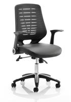RELAY CHAIR LEATHER SEAT BLACK BACK WITH
