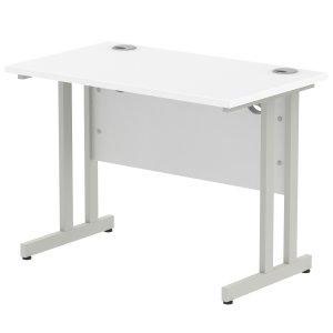 Rectangular Desks Impulse 1000 x 800mm Straight Desk White Top Silver Cantilever Leg MI000304