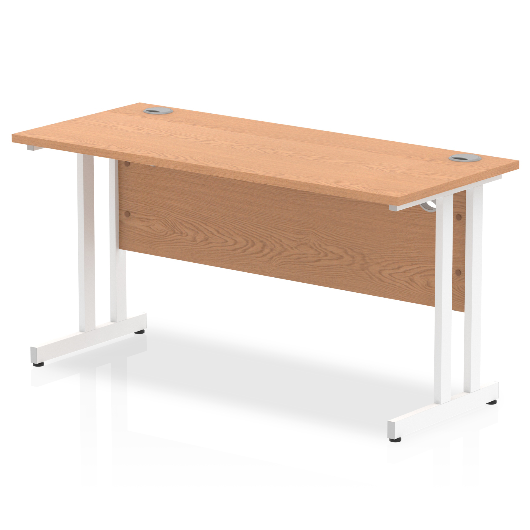 Impulse 1400 x 600mm Straight Desk Oak Top White Cantilever Leg MI002654