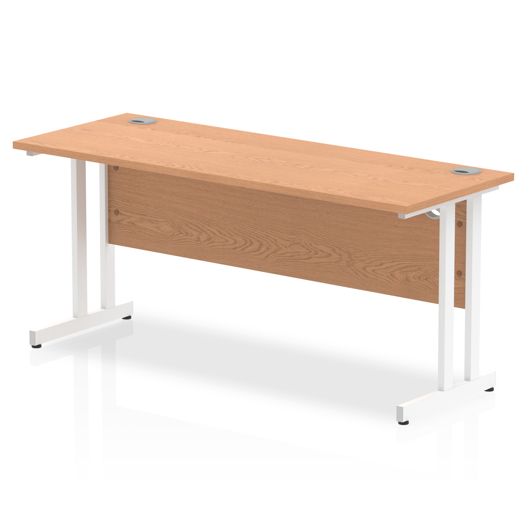 Impulse 1600 x 600mm Straight Desk Oak Top White Cantilever Leg MI002655