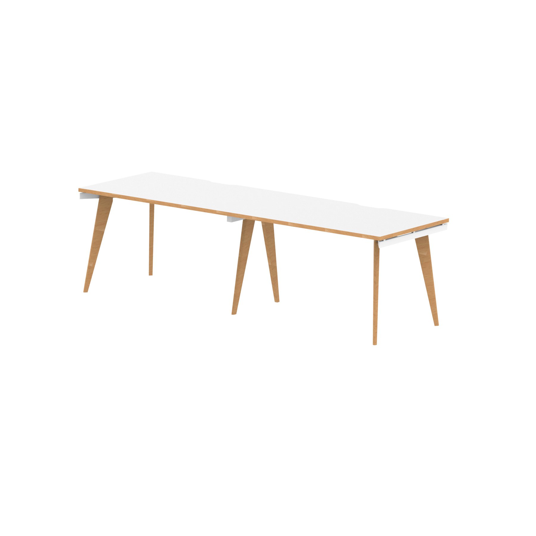 Rectangular Desks Oslo 1200mm Single Row 2 Person Desk White Top Natural Wood Edge White Frame OSL0117
