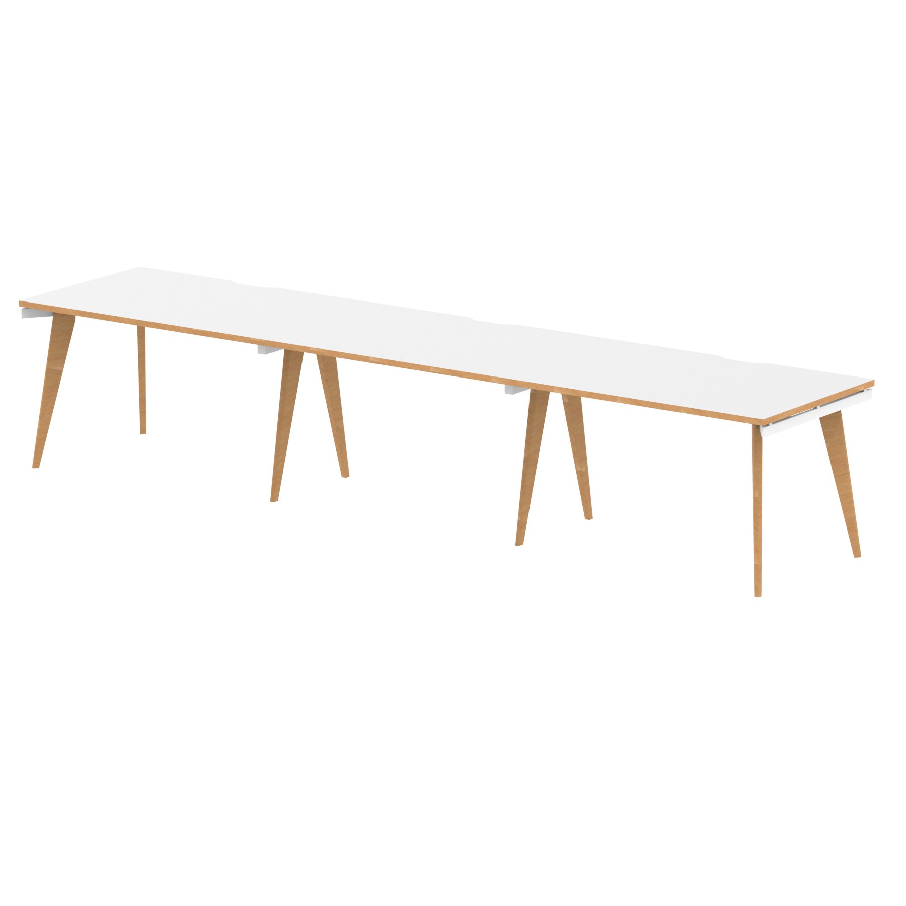 Rectangular Desks Oslo 1200mm Single Row 3 Person Desk White Top Natural Wood Edge White Frame OSL0118