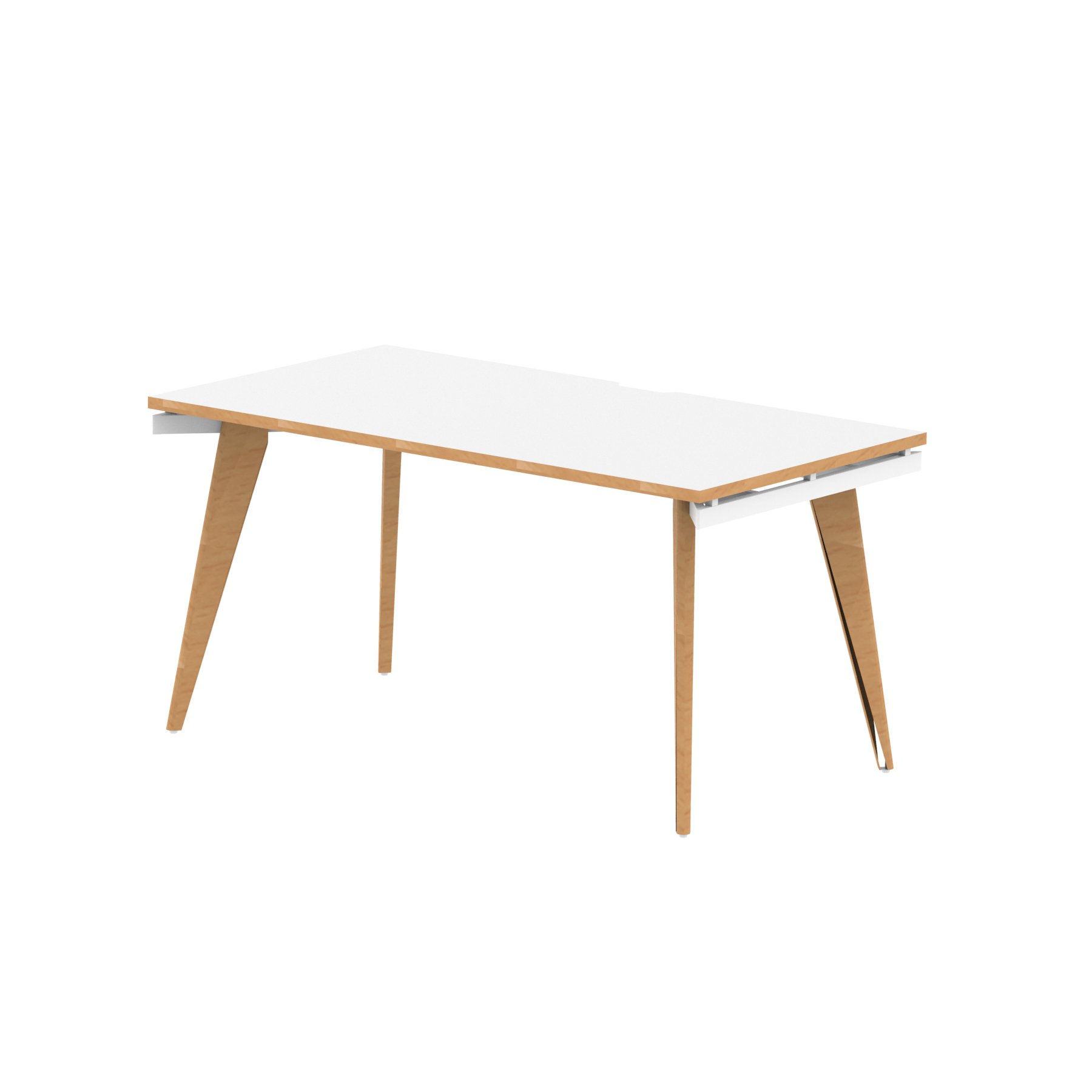 Rectangular Desks Oslo 1400mm Single Starter Desk White Top Natural Wood Edge White Frame OSL0119