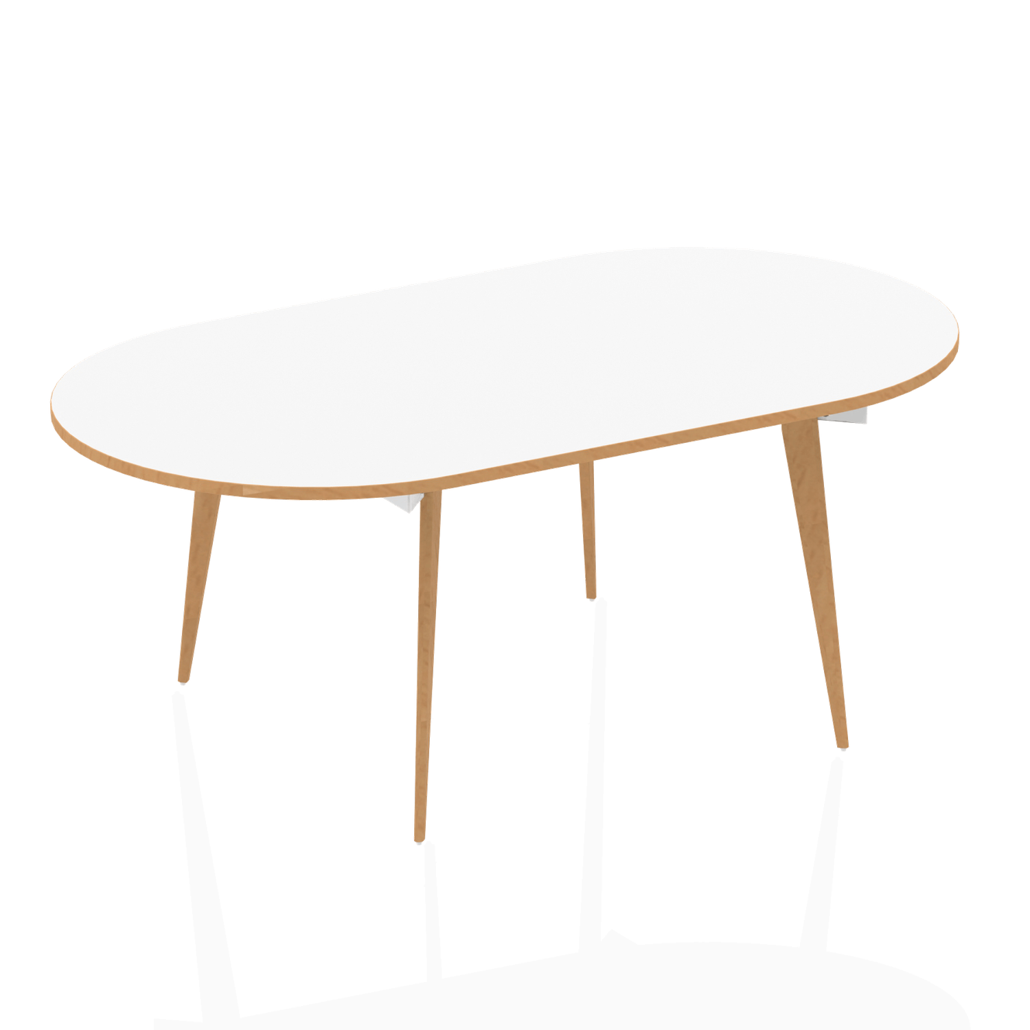Boardroom / Meeting Oslo 1800mm Oval Boardroom Table White Top Natural Wood Edge White Frame OSL0127
