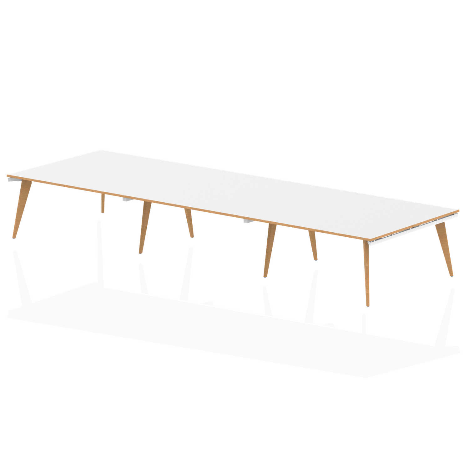 Boardroom / Meeting Oslo 4800mm Rectangular Boardroom Table White Top Natural Wood Edge White Frame OSL0129