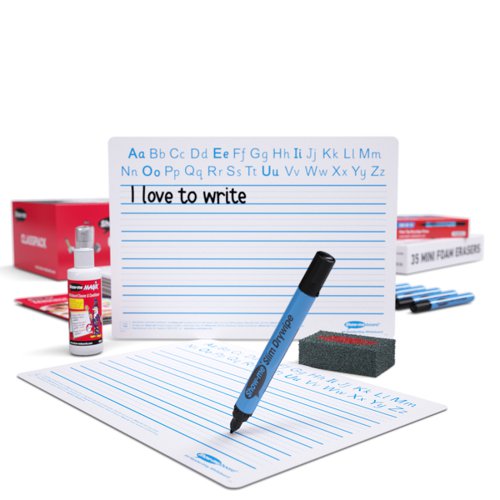 Show-me Classpack of 35 x A4 Handwriting Whiteboards Pens and Erasers Plus 2 Free Cleaners Show-me Classpack of 35 x A4 Handwriting Whiteboards Pens and Erasers Plus 2 Free Cleaners