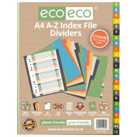 A4 50% Recycled Set 24 A-Z Index File Dividers (Pack of 12)