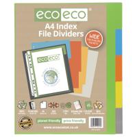 Eco Eco A4 50% Recycled Wide Index File Dividers - 1 Set of 5