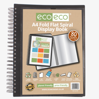 A4 90% RECYCLED 80 POCKET FOLD FLAT SPIR