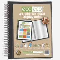 A3 90% RECYCLED 80 POCKET FOLD FLAT SPIR