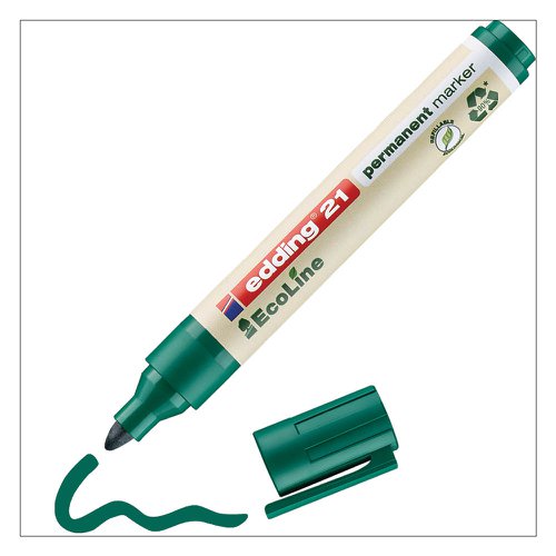 Edding 21 Ecoline Climate Neutral Bullet Tipped Permanent Marker Green 4-21004 Pack x 10