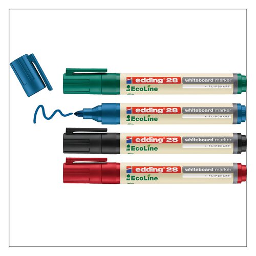 Edding e-28 EcoLine Whiteboard Marker Bullet Tip Assorted Ref 4-28-4 [Pack 4]