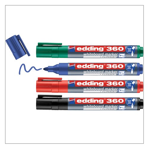 Edding+360+Marker+Whiteboard+Bullet+Tip+1.5-3mm+Line+Assorted+Ref+4-360-4+%5BPack+4%5D