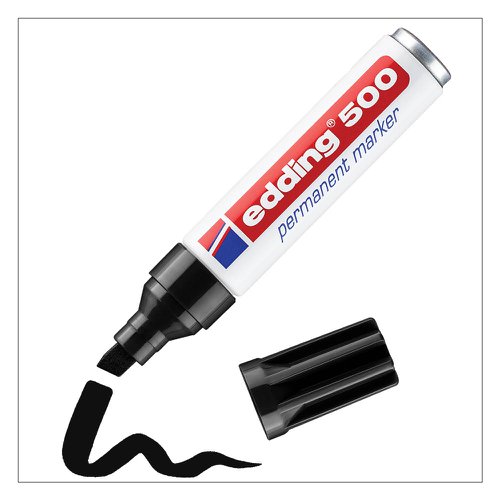edding+500+Permanent+Marker+Chisel+Tip+2-7mm+Line+Black+%28Pack+10%29+-+4-500001