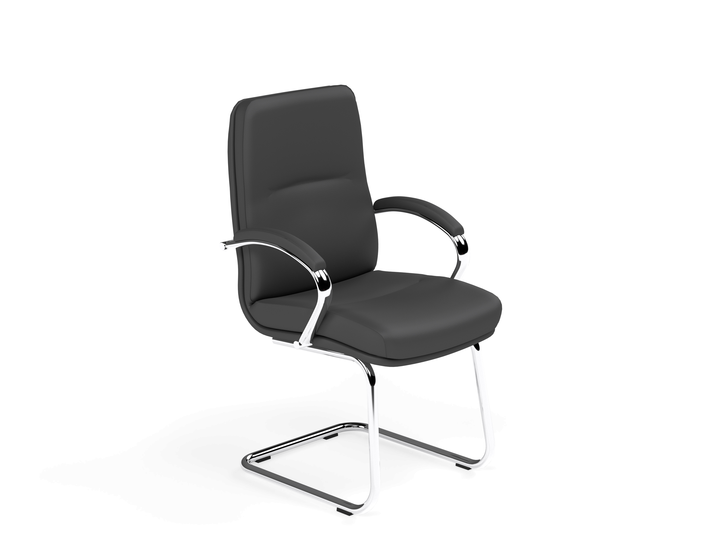 Idaho B-970-01 Low Back Visitor Chair - Missouri Arms FS-SLP Chrome Sled Frame - Lotus Black L001