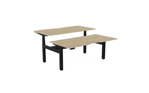 Leap Bench Desk Top With Scallop, 1800 x 800mm - Urban Oak / Black Frame Leap Bench Desk Top With Scallop, 1800 x 800mm - Urban Oak / Black Frame