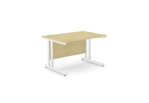 Ashford Twin Bar Metal Leg 1200mm x 800mm Straight Desk - Maple/WHT Ashford Twin Bar Metal Leg 1200mm x 800mm Straight Desk - Maple/WHT