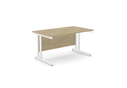 Ashford Twin Bar Metal Leg 1400mm x 800mm Straight Desk - Urban Oak/WHT Ashford Twin Bar Metal Leg 1400mm x 800mm Straight Desk - Urban Oak/WHT