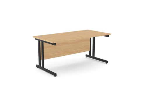 Ashford Twin Bar Metal Leg 1600mm x 800mm Straight Desk - Beech/BLK Ashford Twin Bar Metal Leg 1600mm x 800mm Straight Desk - Beech/BLK