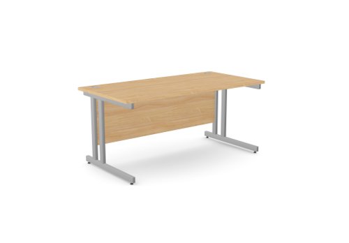 Ashford Twin Bar Metal Leg 1600mm x 800mm Straight Desk - Beech/SLV Ashford Twin Bar Metal Leg 1600mm x 800mm Straight Desk - Beech/SLV