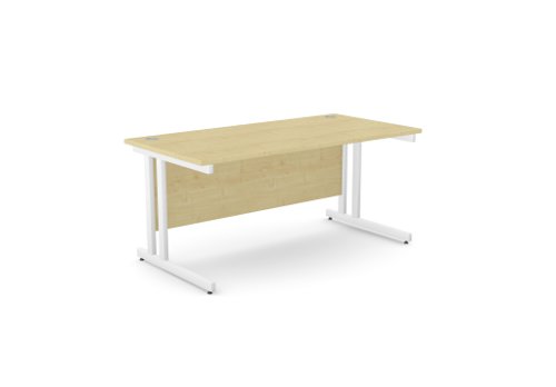 Ashford Twin Bar Metal Leg 1600mm x 800mm Straight Desk - Maple /WHT Ashford Twin Bar Metal Leg 1600mm x 800mm Straight Desk - Maple /WHT