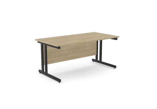 Ashford Twin Bar Metal Leg 1600mm x 800mm Straight Desk - Urban Oak/BLK Ashford Twin Bar Metal Leg 1600mm x 800mm Straight Desk - Urban Oak/BLK