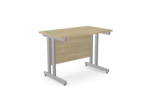 Ashford Twin Bar Metal Leg 1000mm x 600mm Straight Desk - Urban Oak/SLV Ashford Twin Bar Metal Leg 1000mm x 600mm Straight Desk - Urban Oak/SLV