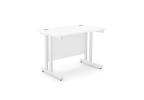 Ashford Twin Bar Metal Leg 1000mm x 600mm Straight Desk - White/WHT Ashford Twin Bar Metal Leg 1000mm x 600mm Straight Desk - White/WHT