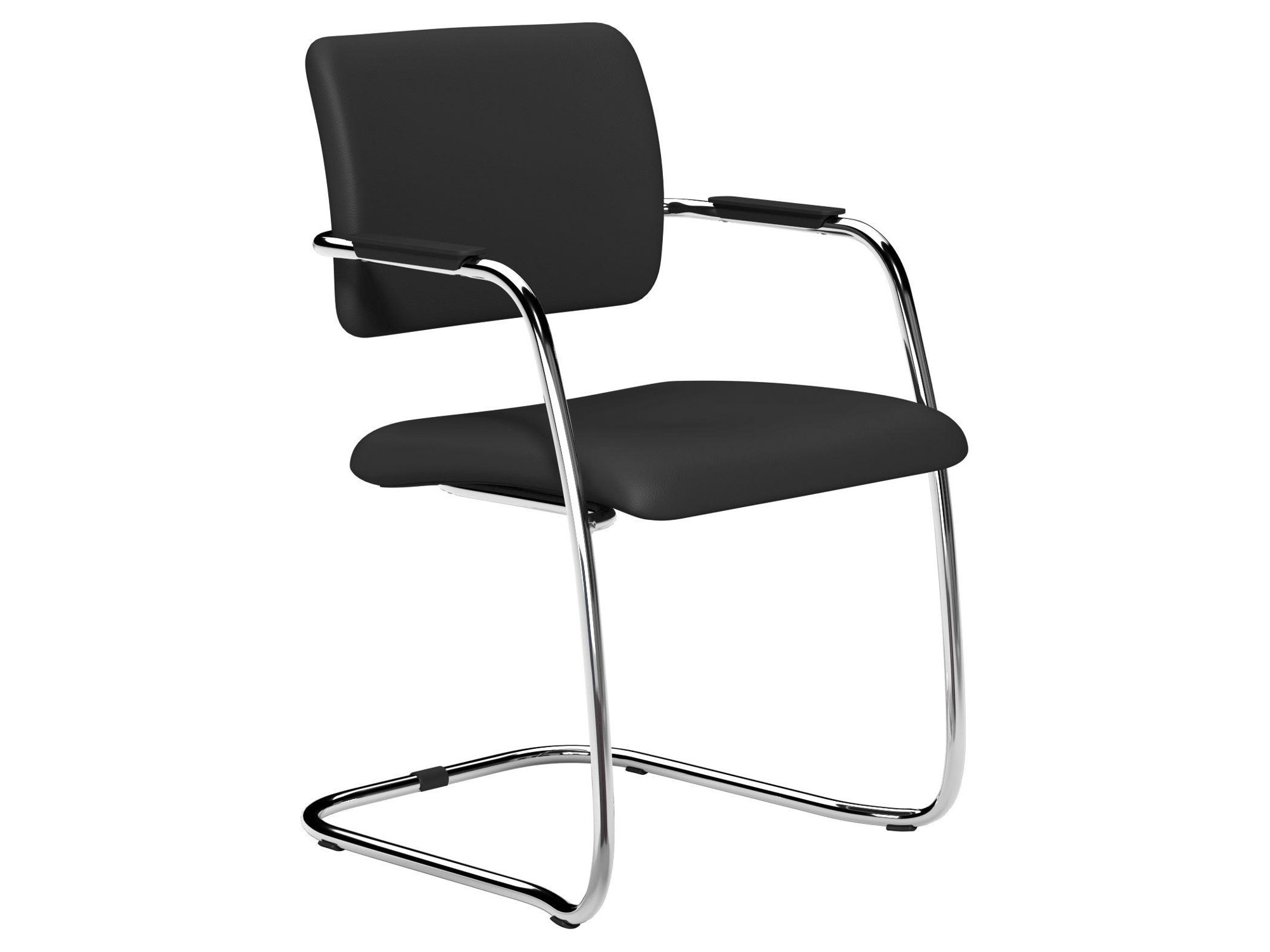 O.Q Series Mid Back Stacking Chair Chrome - Lotus Black L001
