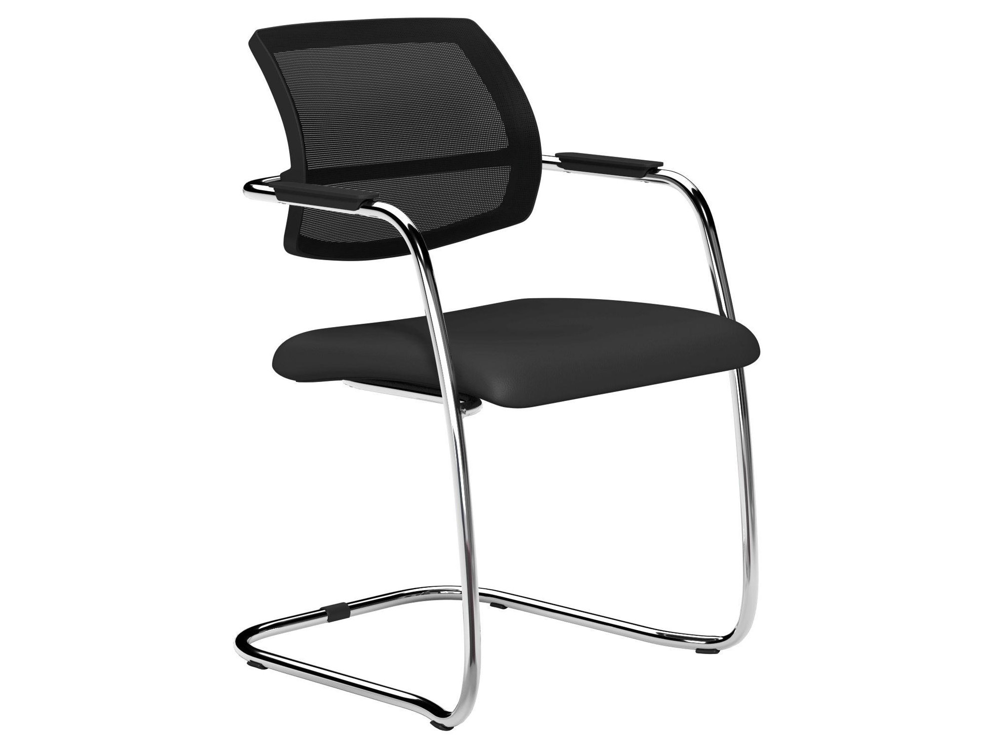 O.Q Series Mid TKMS1 Black Mesh Back Stacking Chair Chrome - Lotus Black L001